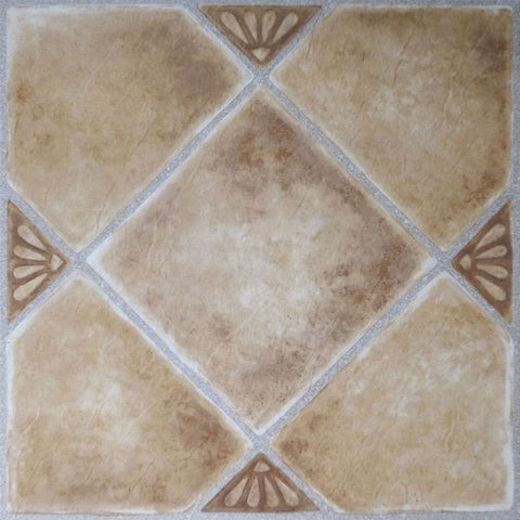 Traditional Elegance 5th Avenue Collection Beige Clay Diamond with Accents 12x12 Self Adhesive Vinyl Floor Tile - 45 Tiles/45 sq. ft.