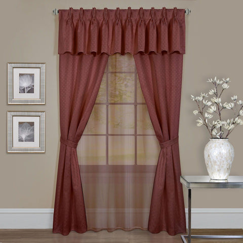 Traditional Elegance Lorraine 6 Pc Window Curtain Set  - 55x84 - Marsala