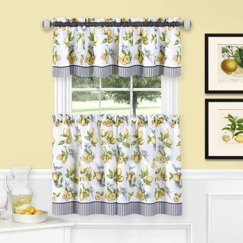 Traditional Elegance Lemon Drop Tier and Valance Window Curtain Set - 58x36 - Yellow