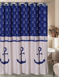 Royal Bath Anchors Away Fabric Shower Curtain (70" x 72") with 12 Matching Resin Shower Curtain Hooks