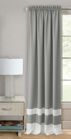 Traditional Elegance Kate Rod Pocket Window Curtain Panel - 52x84 - Grey/White