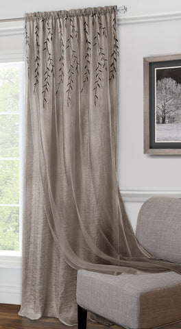 Traditional Elegance Flora Rod Pocket Window Curtain Panel - 42x84 - Toffee