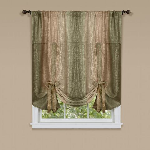 Traditional Elegance Ombre Window Curtain Tie Up Shade 50x63 - Earth