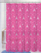 Royal Bath Neon Spider WEB PEVA Non-Toxic Shower Curtain - 70" x 72" with 12 Matching Roller Hooks - Bright Fuschia