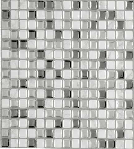 Traditional Elegance Magic Gel Silver Glass 9.125x9.125 Self Adhesive Vinyl Wall Tile - 3 Tiles/2.25 sq. Ft.