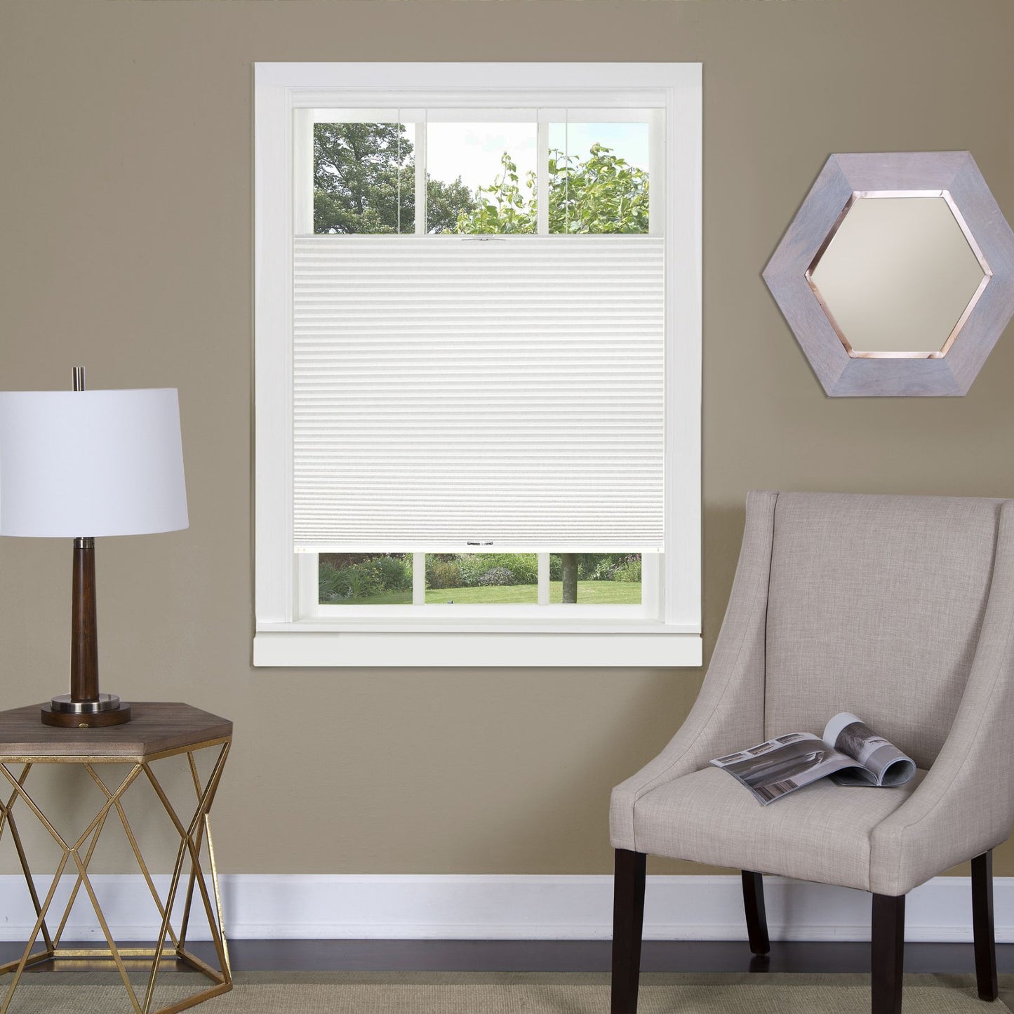 Traditional Elegance Top Down-Bottom Up Cordless Honeycomb Cellular Shade 31x64 White
