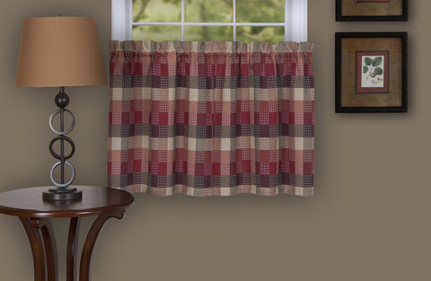 Traditional Elegance Yale - Window Curtain Tier Pair - 57x36 Burgundy