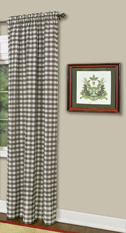 Traditional Elegance Buffalo Check Window Curtain Panel - 42x84 - Taupe