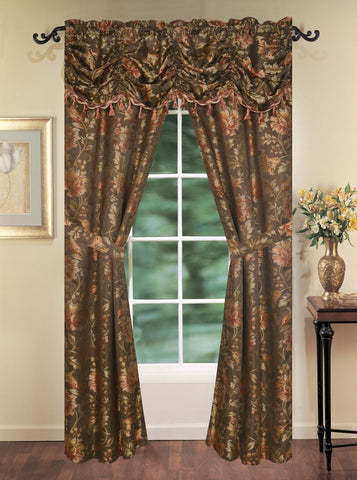 Traditional Elegance 5 Piece Jacquard Window Set (58" x 84") - Nonna Chocolate