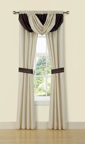 Traditional Elegance 5 Piece Window Set (54" x 84") - Beige/Chocolate