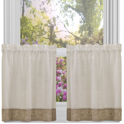 Traditional Elegance Oakwood 58x36 Window Curtain Tier Pair - Natural