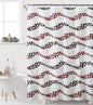 Royal Bath Burgundy Pebble Waves PEVA Non-Toxic Shower Curtain - 72" x 72"with 12 Matching Roller Hooks