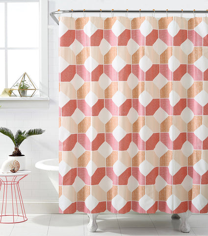 Royal Bath Hexagonal Heaven PEVA Non-Toxic Shower Curtain - 72" x 72"with 12 Matching Roller Hooks