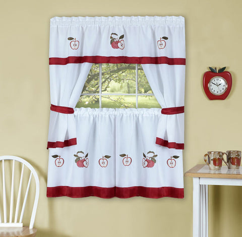 Traditional Elegance Gala Embellished Cottage Window Curtain Set 58x36