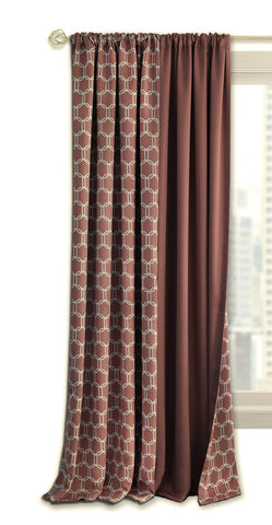 Traditional Elegance Anochecer Reversible Blackout Rod Pocket Curtain Panel - 50x84 - Marsala