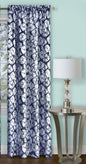 Traditional Elegance Batik Window Curtain Panel - 52x63 - Navy