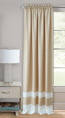 Traditional Elegance Kate Rod Pocket Window Curtain Panel - 52x84 - Tan/White