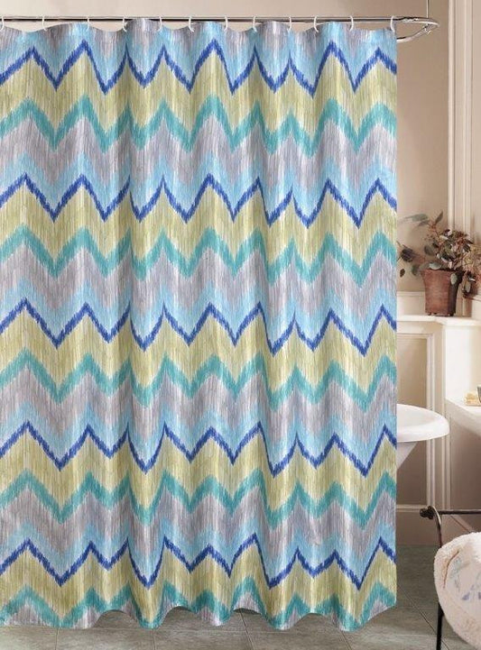 Royal Bath Ombre Watercolor Chevron PEVA Non-Toxic Shower Curtain (71" x 74")