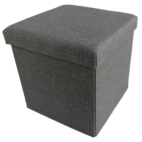 Traditional Elegance Collapsible Storage Ottoman - Grey Linen 15x15x15