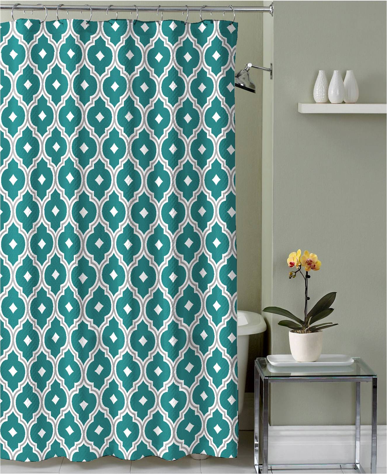 Royal Bath Palazzo dei Diamanti Canvas Fabric Shower Curtain (70" x 72") - Turquoise