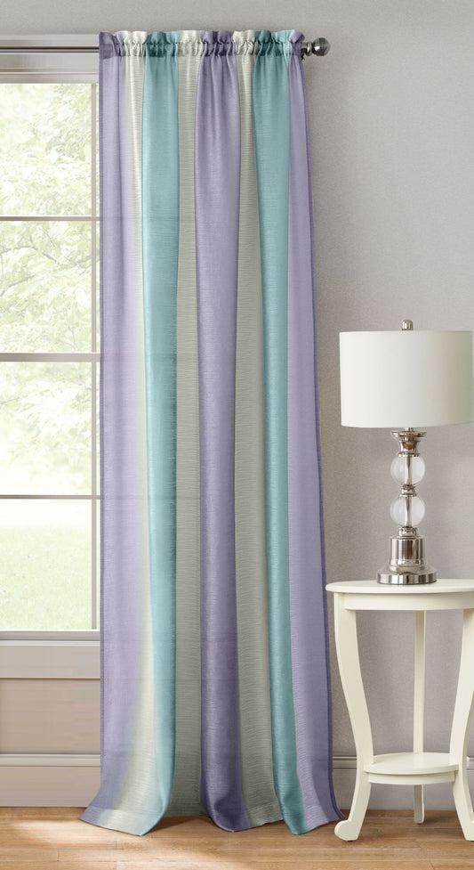 Traditional Elegance Prism Rod Pocket Window Curtain Panel - 50x63 - Lilac/Turquoise