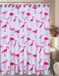 Royal Bath Simply Flamingo Fabric Shower Curtain (70" x 72") with 12 Matching Resin Shower Curtain Hooks