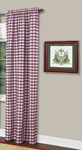 Traditional Elegance Buffalo Check Window Curtain Panel - 42x84 - Burgundy