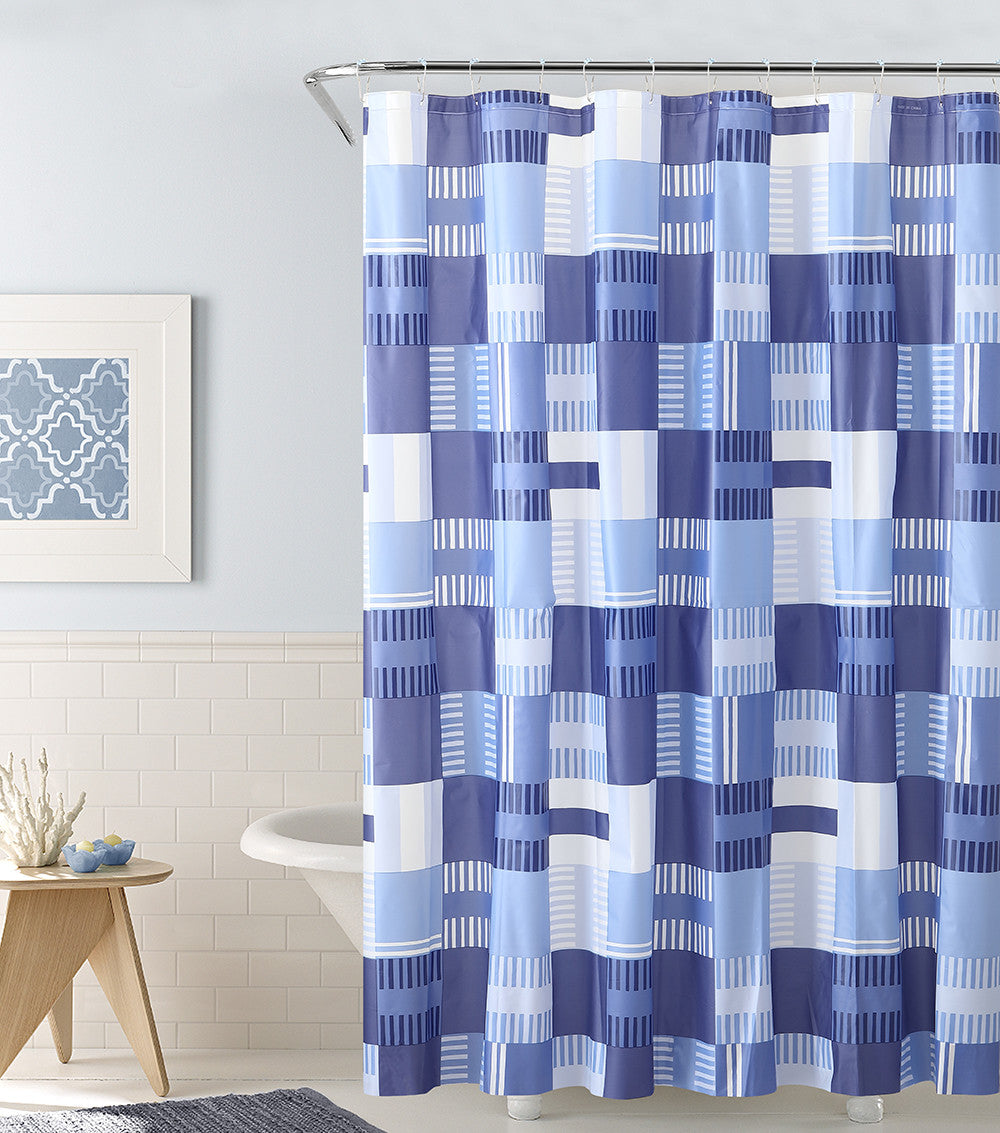 Royal Bath Perpendicular Paradise PEVA Non-Toxic Shower Curtain - 72" x 72"with 12 Matching Roller Hooks