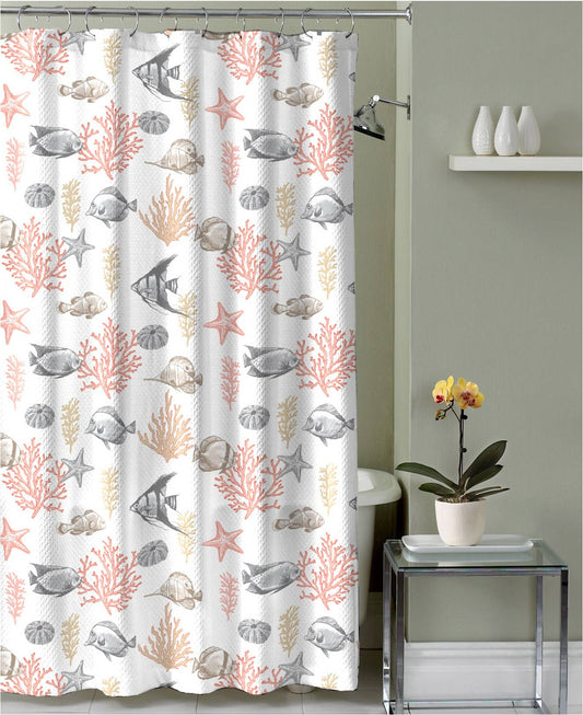 Royal Bath Spirit of the Sea Canvas Fabric Shower Curtain (70" x 72") - Aruba Coral