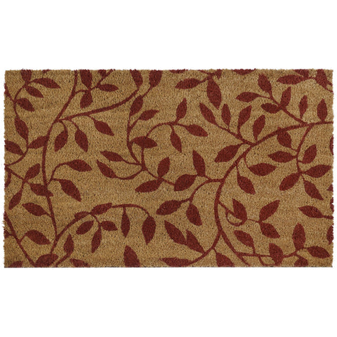 Traditional Elegance Printed Coir Door Mat 18x30 - Leaves