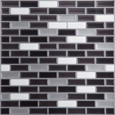 Traditional Elegance Magic Gel Silver/Black 9.125x9.125 Self Adhesive Vinyl Wall Tile - 1 Tile/0.75 sq. Ft.