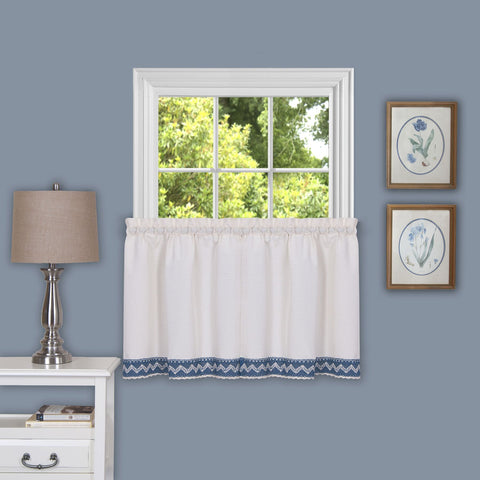 Traditional Elegance Provincial 58x36 Window Curtain Tier Pair - Blue