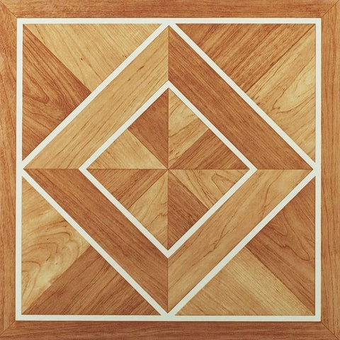 Traditional Elegance Madison White Border Classic Inlaid Parquet 12x12 Self Adhesive Vinyl Floor Tile - 20 Tiles/20 sq. ft.