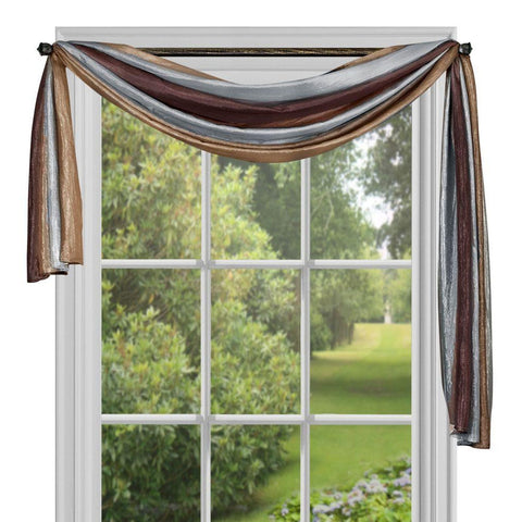 Traditional Elegance Ombre Window Curtain Scarf 50x144 - Chocolate