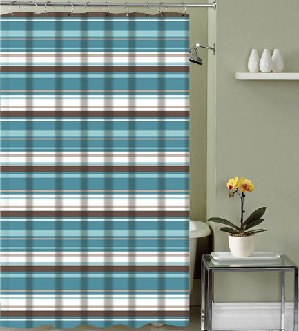 Royal Bath Paradise Classic Stripe Fabric Shower Curtain (70" x 72") with Roller Hooks -