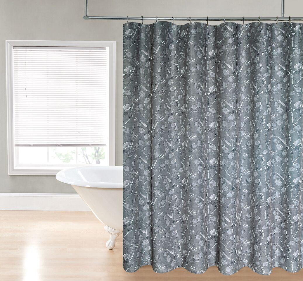 Royal Bath Grey Vine Water Repellant Fabric Shower Curtain -70" x 72"