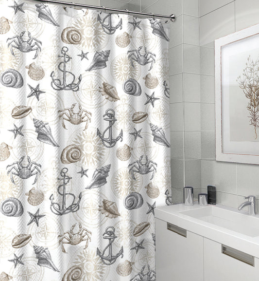 Royal Bath Spirit of the Sea Canvas Fabric Shower Curtain (70" x 72") - Cape May Taupe