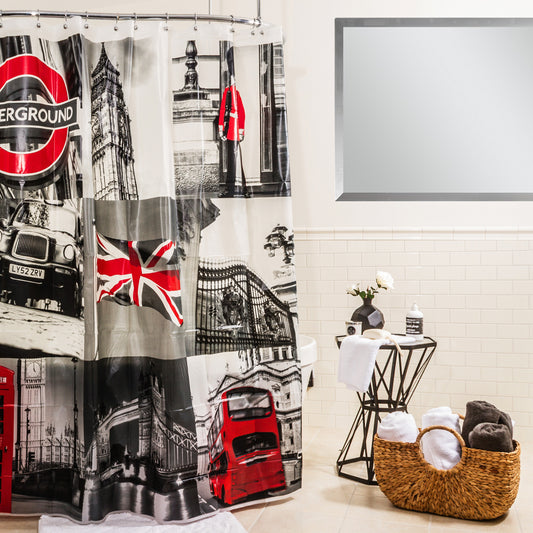 Royal Bath OK UK London PEVA Non-Toxic Shower Curtain (70" x 72")