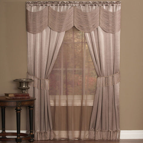 Traditional Elegance Halo 6 Piece Window Curtain Set - 56x63 - Mauve