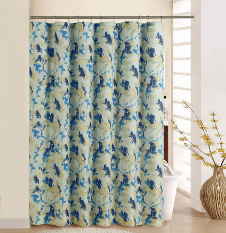 Royal Bath Waverly Watercolor Leaves Fabric Shower Curtain (70" x 72")