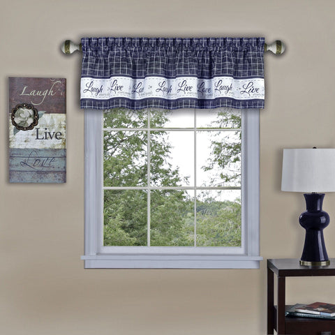 Traditional Elegance Live, Love, Laugh Window Curtain Valance - 58x14 - Navy