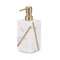 Royal Bath Roman Palace Collection Marble Lotion Dispenser/ Soap Pump with Brass Inlay 2.75"Dia. x 7.25"H