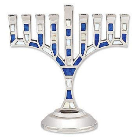 Ben&Jonah Highly Polished Aluminum Menorah with Jewel Styled Accents-8.5" L x 9" H…