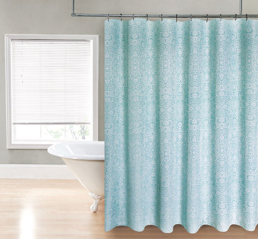 Royal Bath Floral Meadow Water Repellant Fabric Shower Curtain -70" x 72" with 12 Metal Roller Hooks