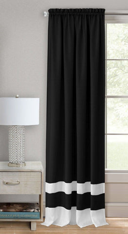 Traditional Elegance Kate Rod Pocket Window Curtain Panel - 52x84 - Black/White