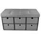 Traditional Elegance Collapsible 6 Drawer Storage Ottoman - Grey Linen 30x15x15