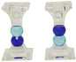 Ben and Jonah Sabbath/Shabbos Crystal Candlesticks- Blue and Light Blue- 4.75" H 2.5" L