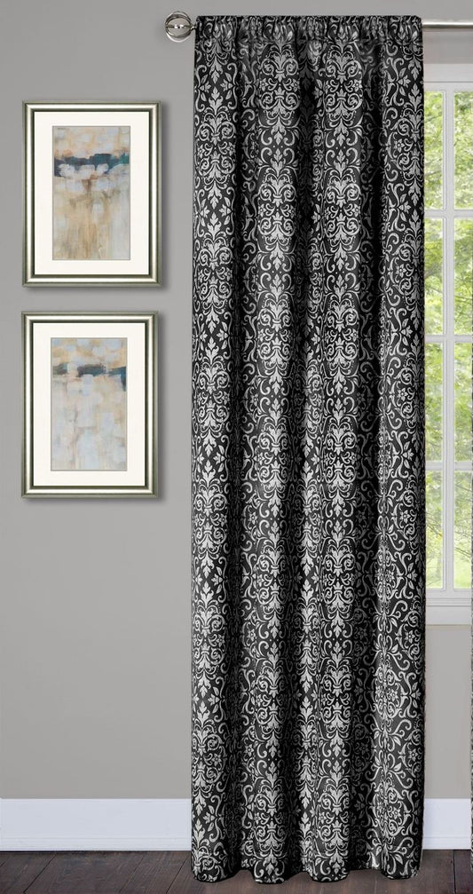 Traditional Elegance Park Ave Window Curtain Panel - 54x84 - Black