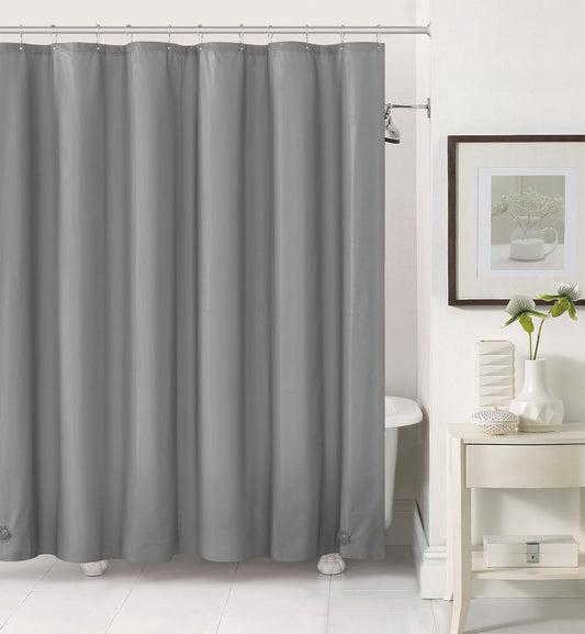 Royal Bath 2 in 1 Fabric Front Shower Curtain with Peva Non-Toxic Liner Backing - Silver (72" x 72")