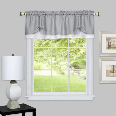 Traditional Elegance Kate Window Curtain Valance 58x14 - Grey/White